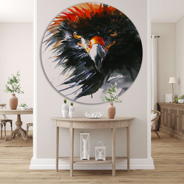 Abstracte kleurrijke aquarel van een adelaar aluminium muurcirkel