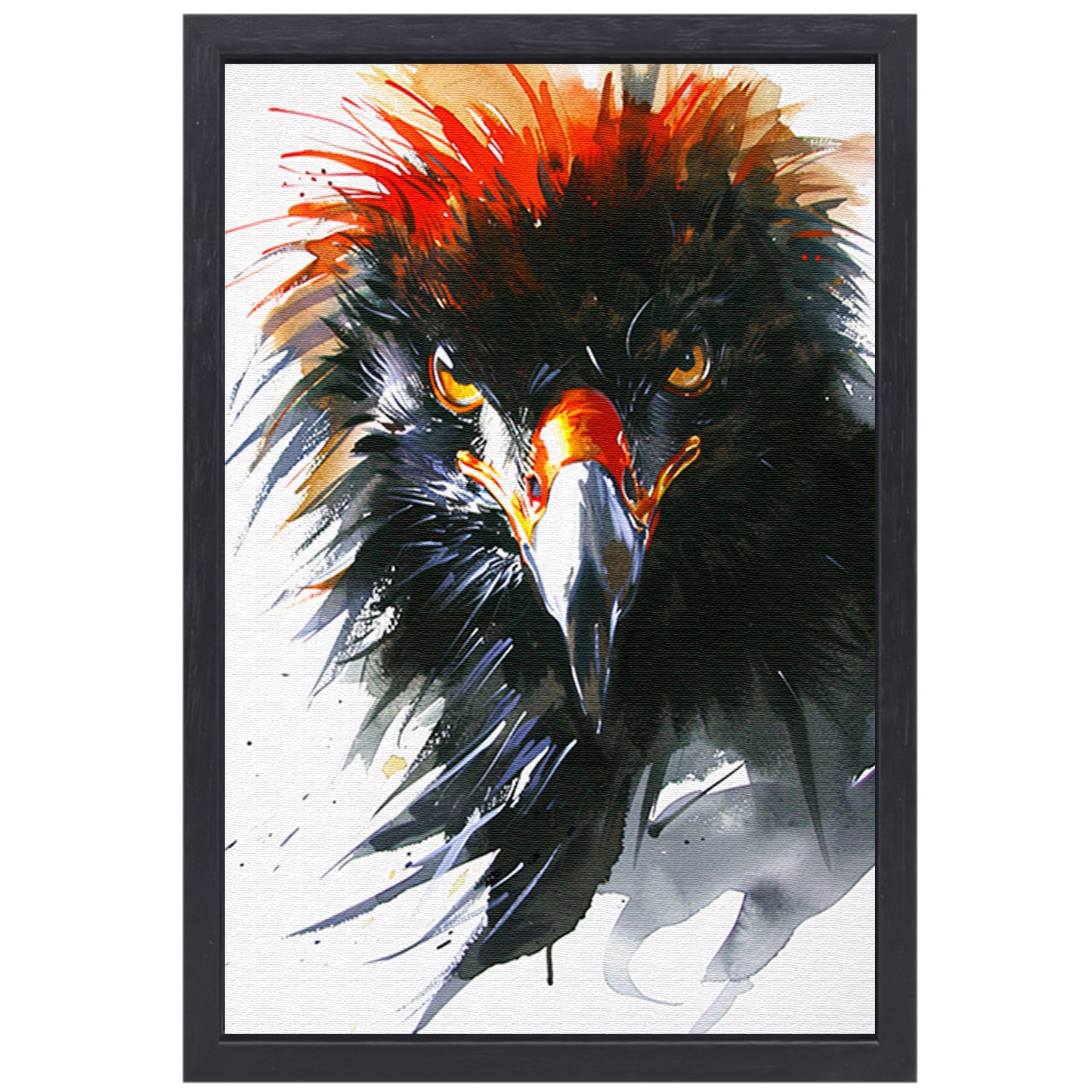 Abstracte kleurrijke aquarel van een adelaar canvas met baklijst
