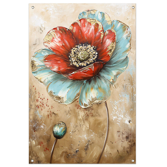 Moderne schilderij van een kleurrijke bloem tuinposter