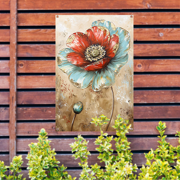 Moderne schilderij van een kleurrijke bloem tuinposter