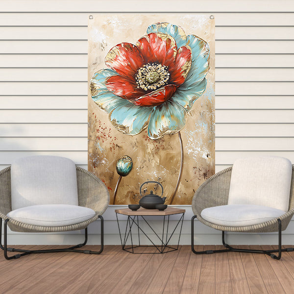 Moderne schilderij van een kleurrijke bloem tuinposter