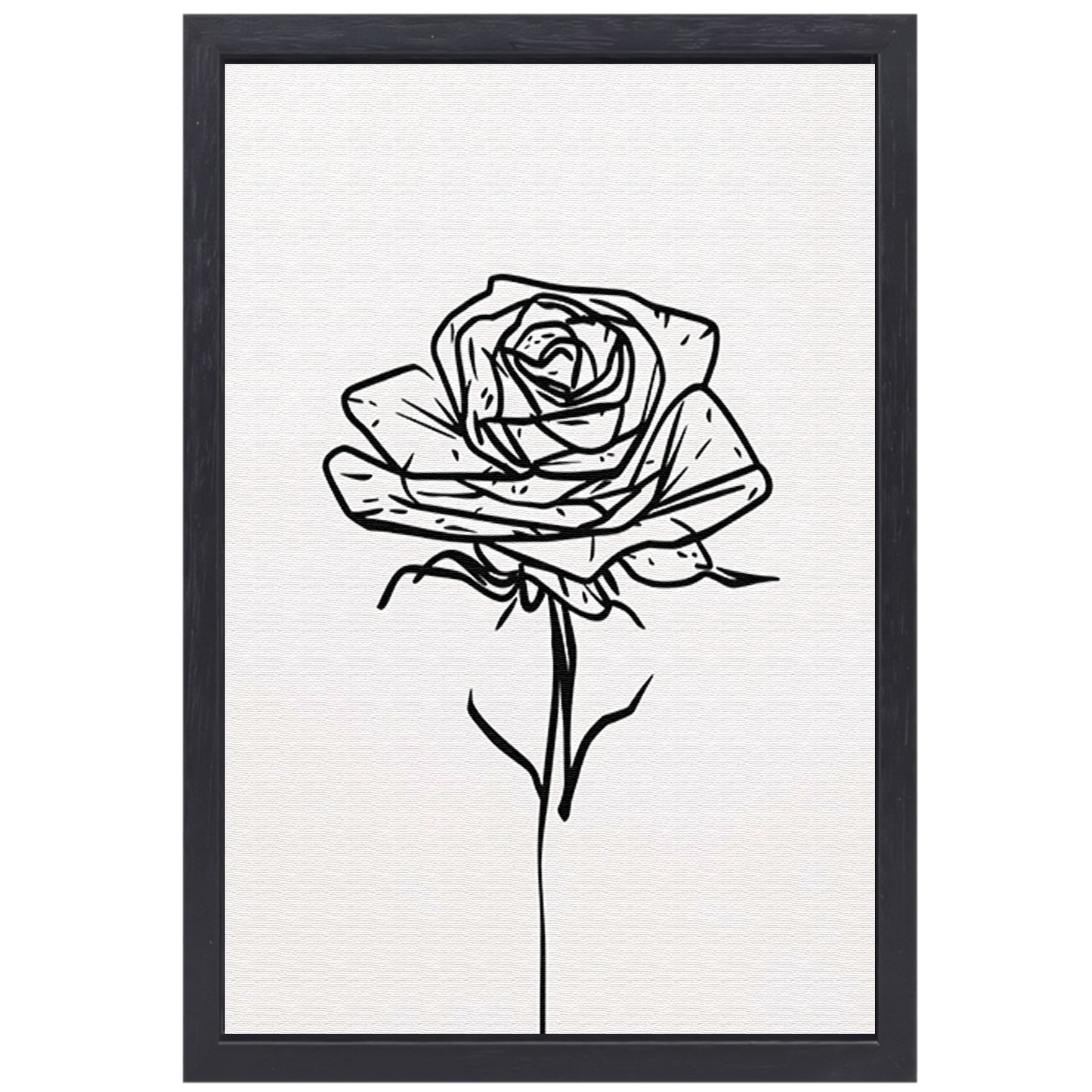Minimalistische Zwarte Lijn Roos Illustratie canvas met baklijst