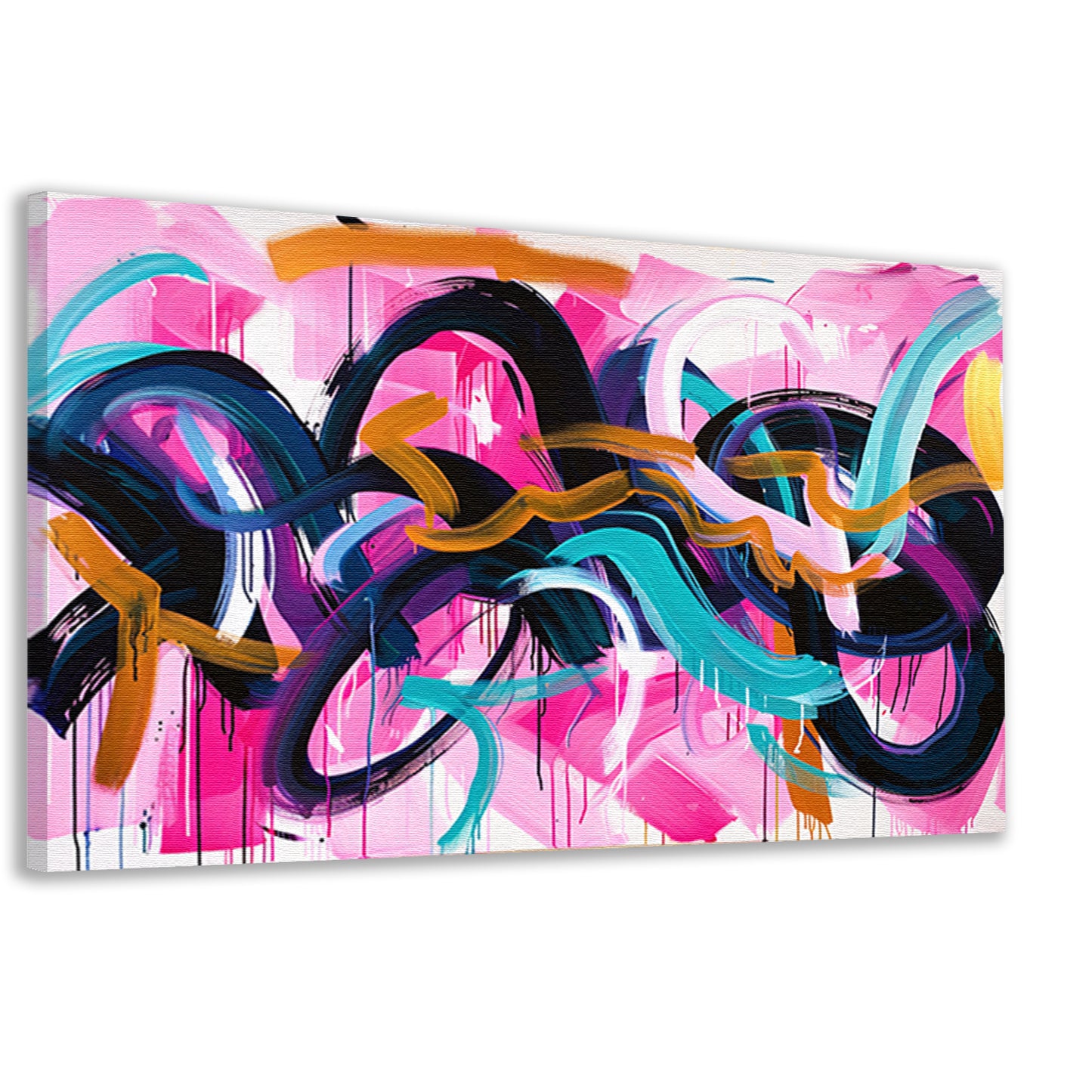 Kleurrijk abstract kunstwerk met dynamische lijnen canvas