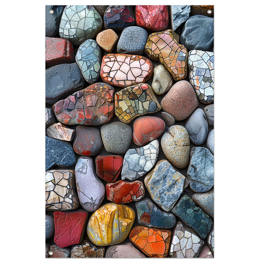 Abstract Kleurrijk Stenen met Barsten tuinposter
