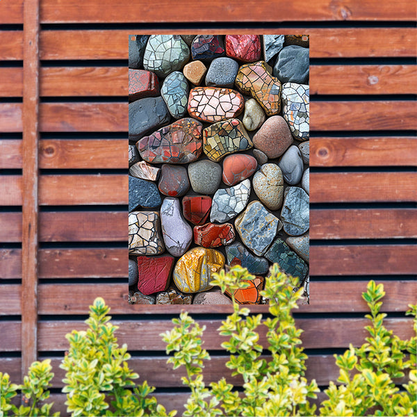 Abstract Kleurrijk Stenen met Barsten tuinposter