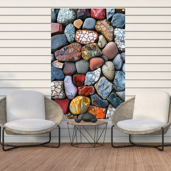 Abstract Kleurrijk Stenen met Barsten tuinposter
