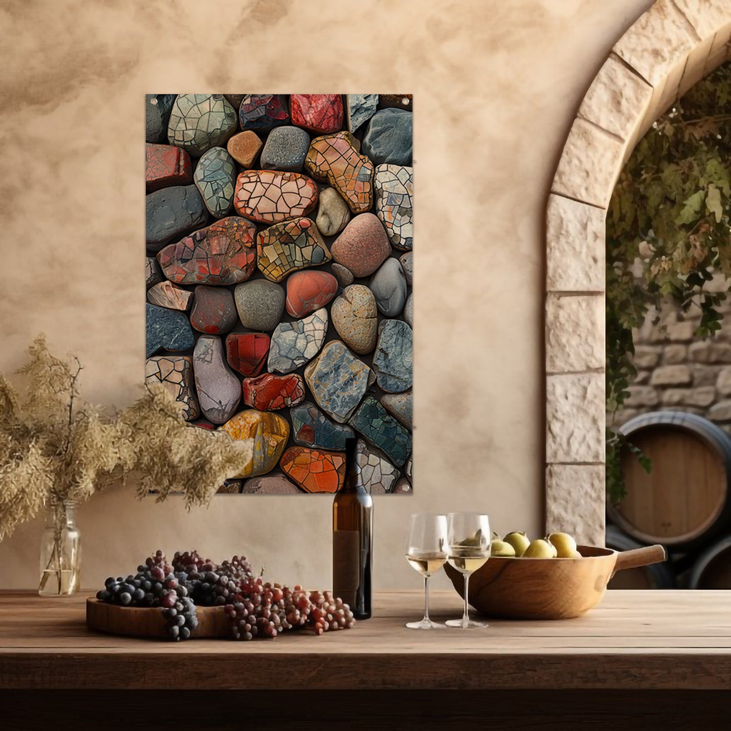 Abstract Kleurrijk Stenen met Barsten tuinposter