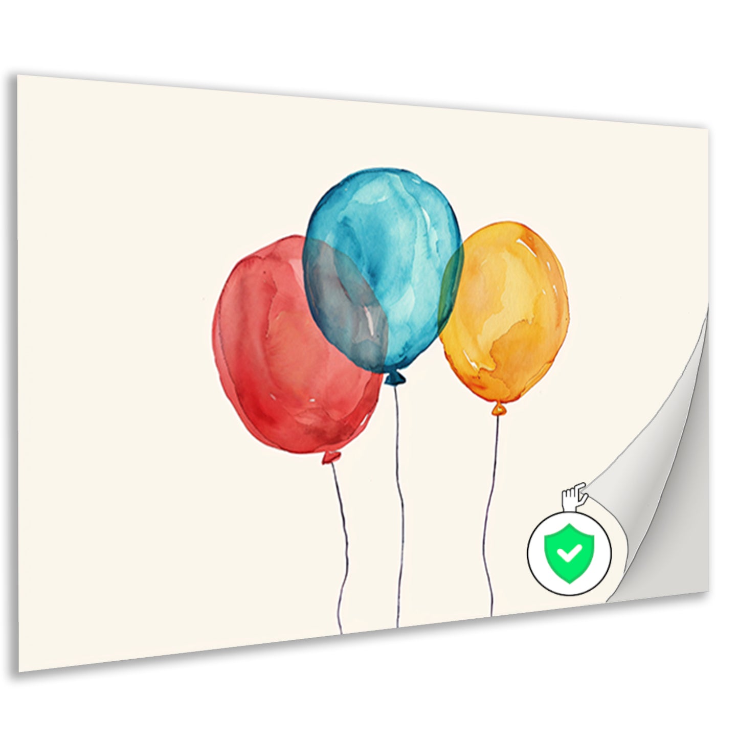 Drie kleurrijke ballonnen met dunne koorden poster