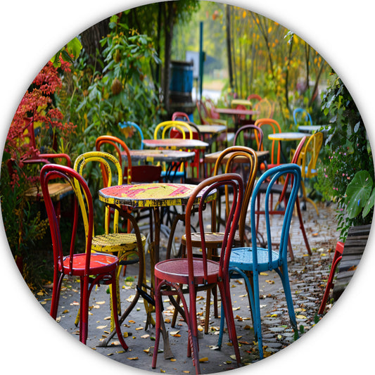 Kleurrijk parkmeubilair aluminium muurcirkel