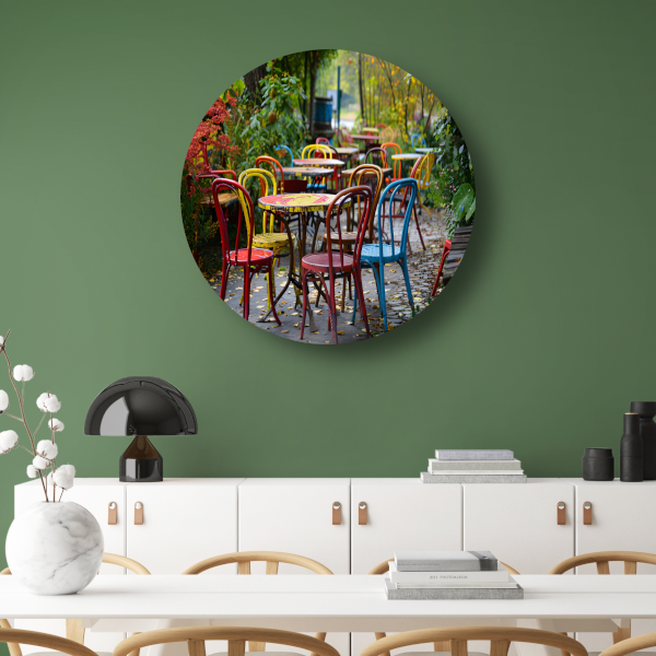 Kleurrijk parkmeubilair forex muurcirkel