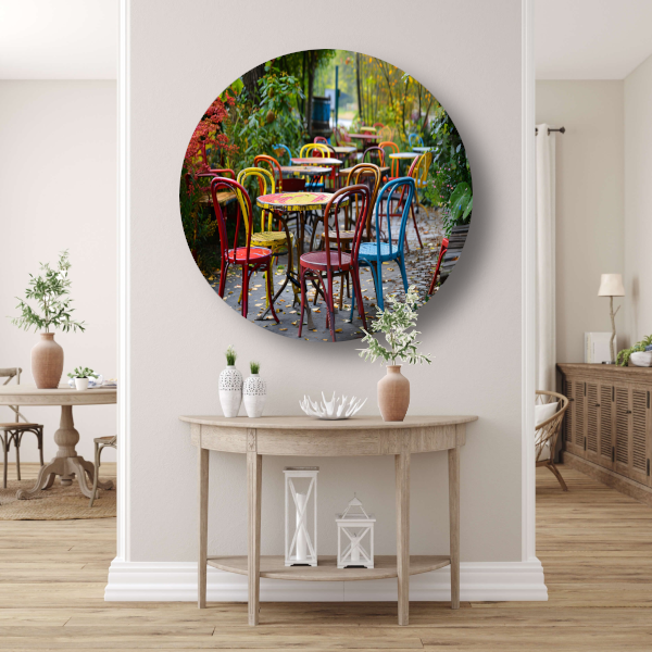 Kleurrijk parkmeubilair forex muurcirkel