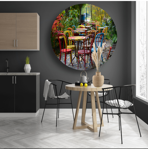 Kleurrijk parkmeubilair forex muurcirkel