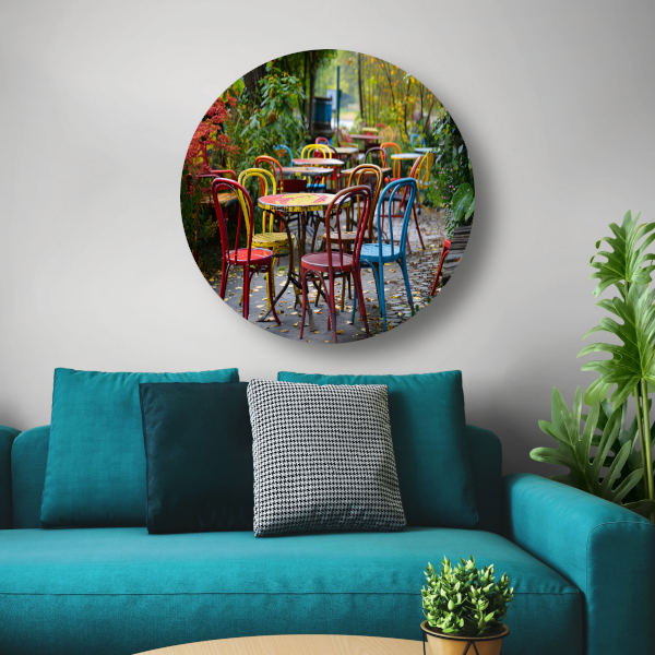 Kleurrijk parkmeubilair forex muurcirkel