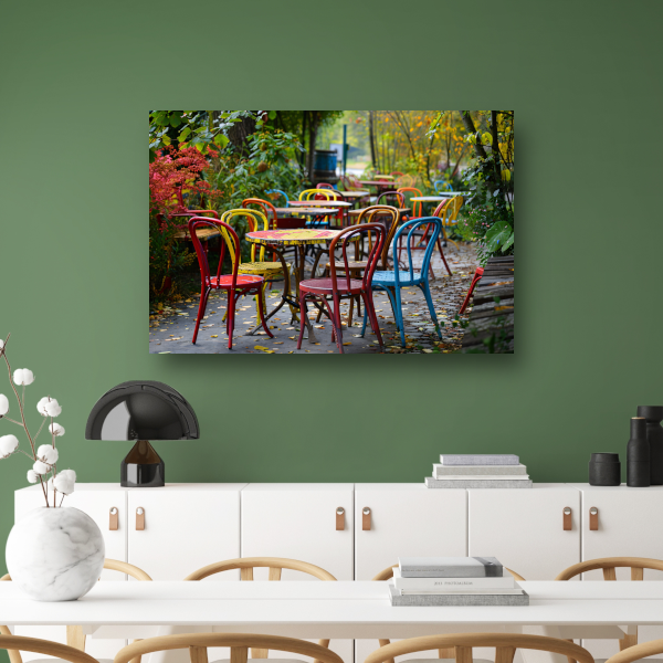 Kleurrijk parkmeubilair canvas met baklijst