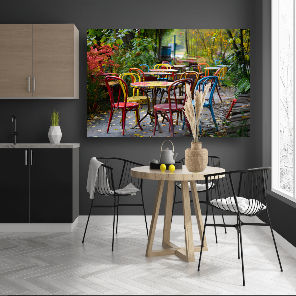 Kleurrijk parkmeubilair canvas met baklijst