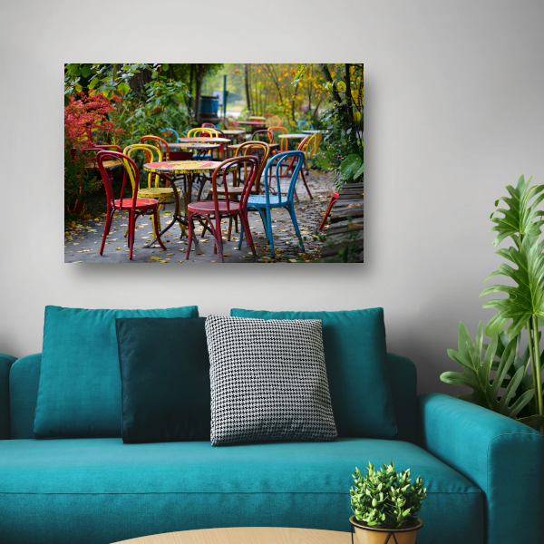 Kleurrijk parkmeubilair canvas met baklijst