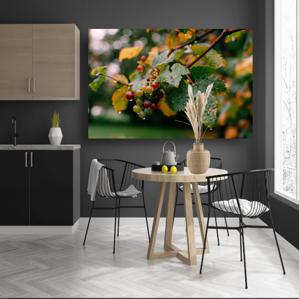 Druiventros met dauw in de herfstochtend canvas