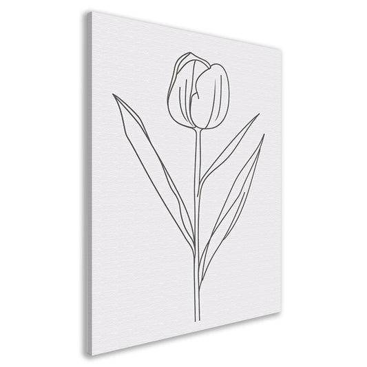 Eenvoudige tulplijntekening voor moderne inrichting canvas