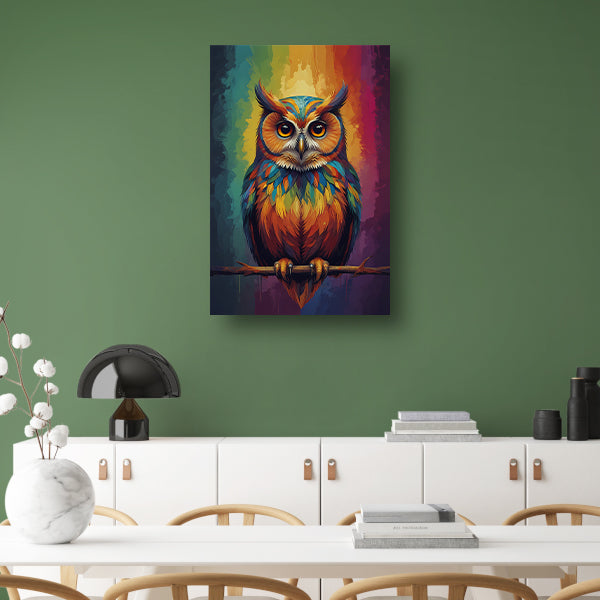 Kleurrijke Uil Abstract Artistiek Ontwerp canvas