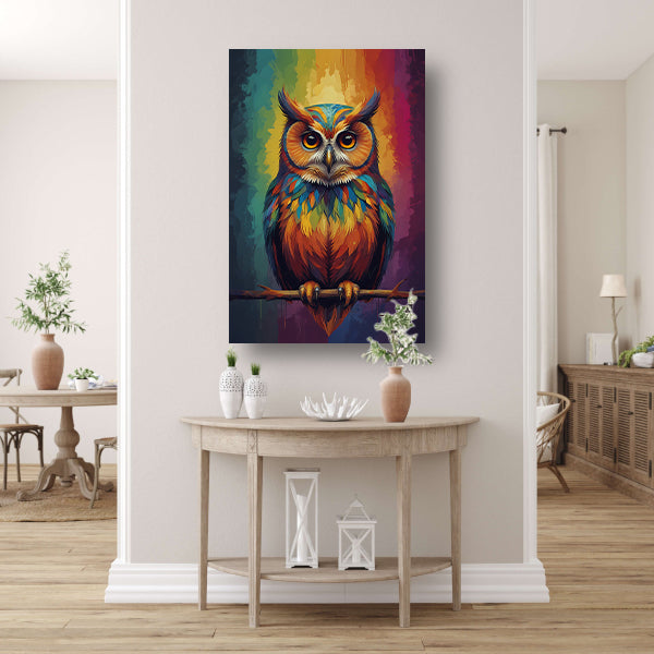 Kleurrijke Uil Abstract Artistiek Ontwerp canvas