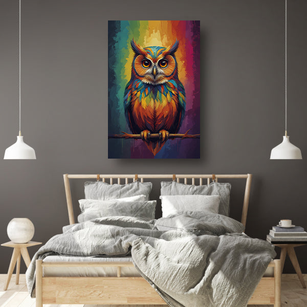 Kleurrijke Uil Abstract Artistiek Ontwerp canvas
