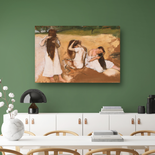 Vrouwen die hun haar kammen - Edgar Degas poster