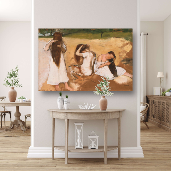 Vrouwen die hun haar kammen - Edgar Degas poster