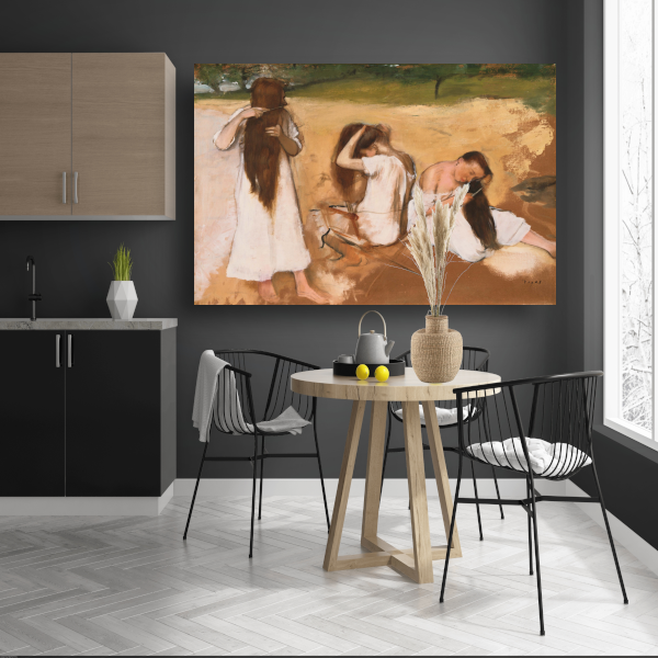 Vrouwen die hun haar kammen - Edgar Degas poster