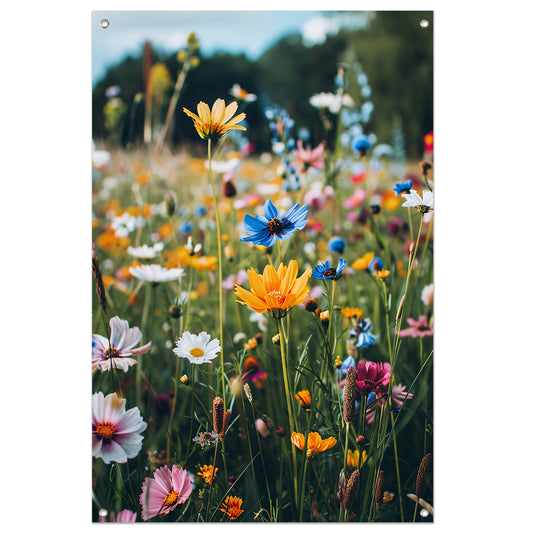 Kleurrijke Bloemenweide in de Zomerzon tuinposter