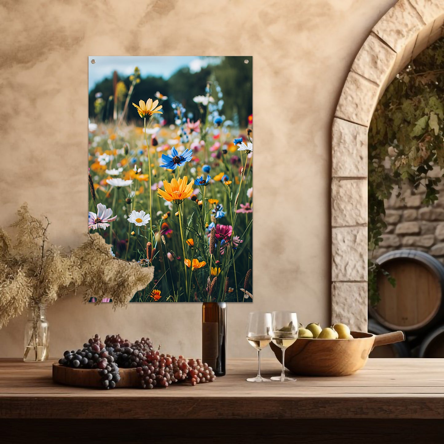 Kleurrijke Bloemenweide in de Zomerzon tuinposter