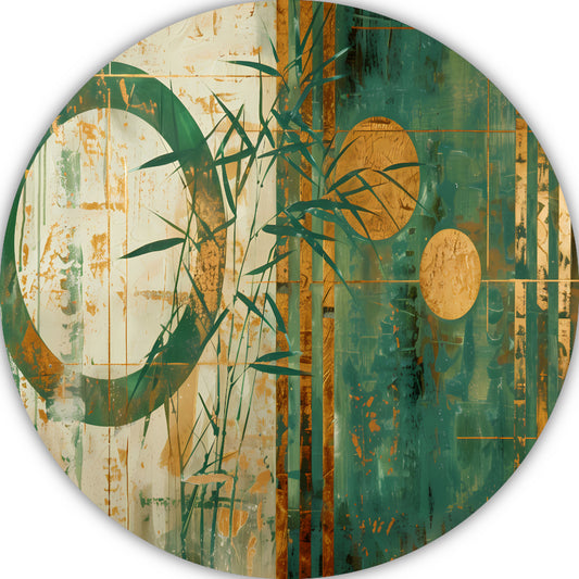 Gouden Glans op Abstract Blauwgroen aluminium muurcirkel