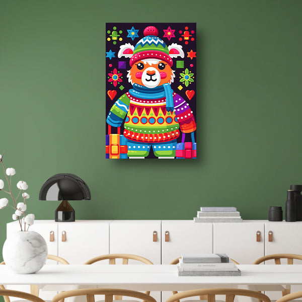 Kleurrijk Lama met Cadeautjes canvas