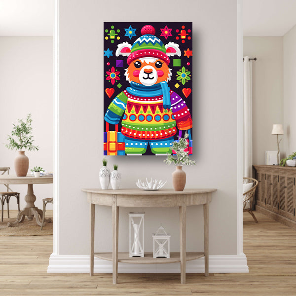 Kleurrijk Lama met Cadeautjes canvas