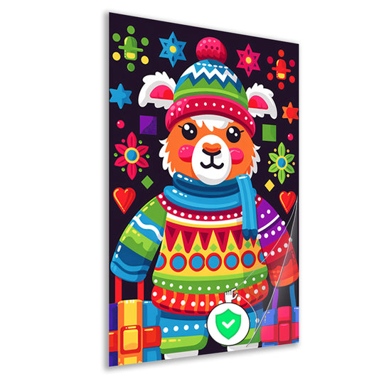 Kleurrijk Lama met Cadeautjes poster