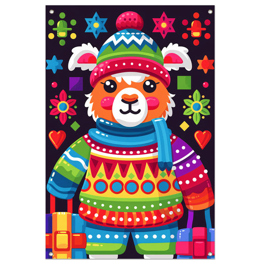 Kleurrijk Lama met Cadeautjes tuinposter
