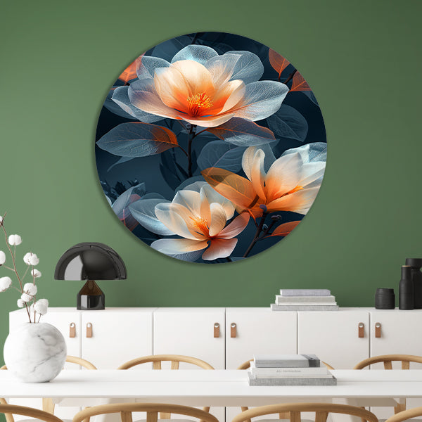 Modern digitale kunst van bloemen aluminium muurcirkel