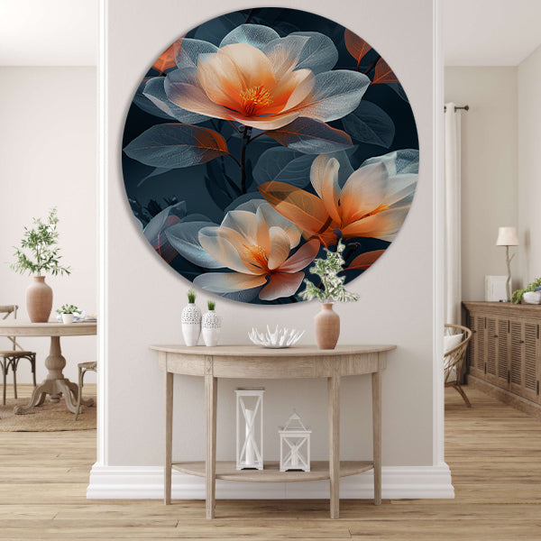 Modern digitale kunst van bloemen aluminium muurcirkel