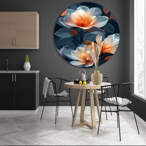 Modern digitale kunst van bloemen aluminium muurcirkel