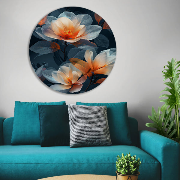 Modern digitale kunst van bloemen aluminium muurcirkel