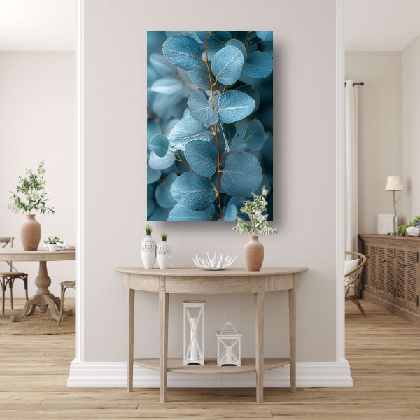 Minimalistische Weergave van Blauwe Eucalyptus Bladeren poster