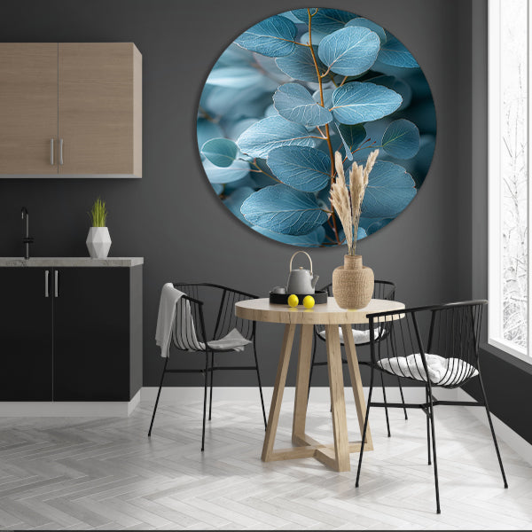 Minimalistische Weergave van Blauwe Eucalyptus Bladeren forex muurcirkel