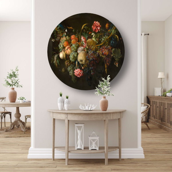 Guirlande van vruchten en bloemen - Jan Davidsz. de Heem forex muurcirkel