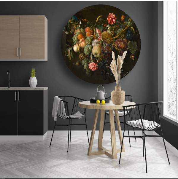 Guirlande van vruchten en bloemen - Jan Davidsz. de Heem forex muurcirkel