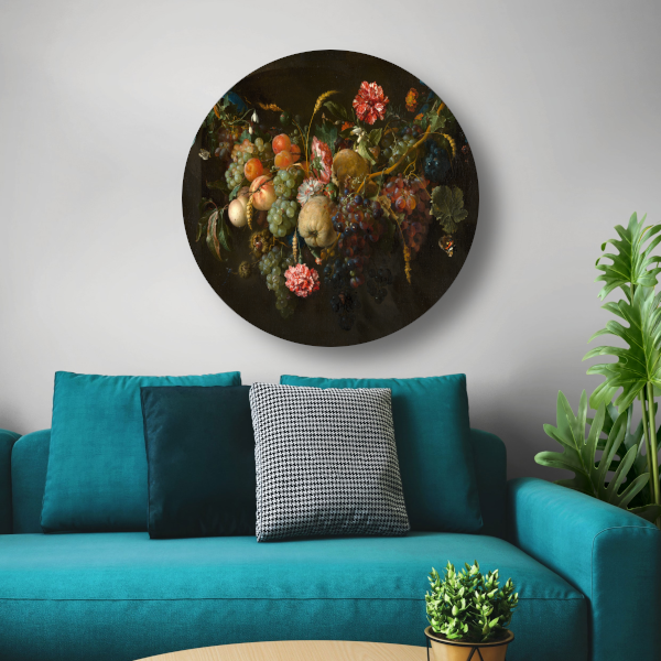 Guirlande van vruchten en bloemen - Jan Davidsz. de Heem forex muurcirkel