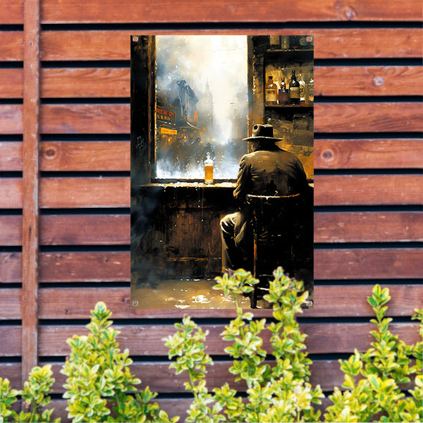 Abstracte lijnen en vormen in zwart-wit tuinposter