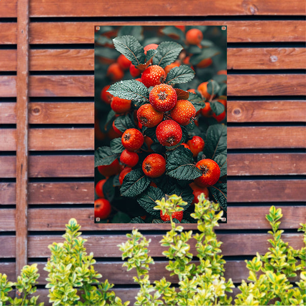Rode bessen met dauwdruppels aan tak tuinposter