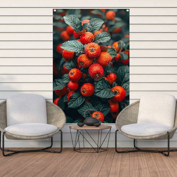 Rode bessen met dauwdruppels aan tak tuinposter