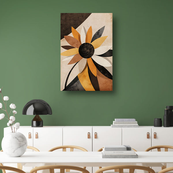 Abstracte Sepia Zonnebloem Geometrisch Ontwerp canvas