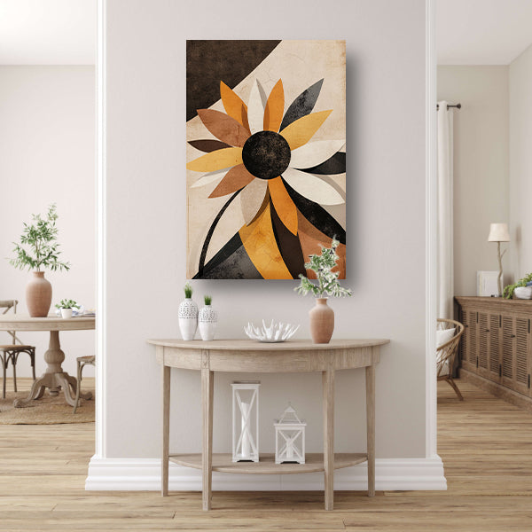 Abstracte Sepia Zonnebloem Geometrisch Ontwerp canvas
