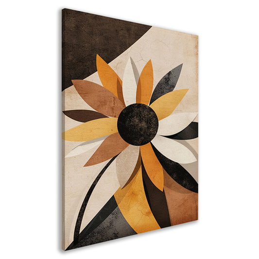Abstracte Sepia Zonnebloem Geometrisch Ontwerp canvas